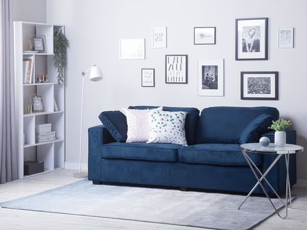 3-seters Sofa Blå Styrearmer Pynteputer Retro