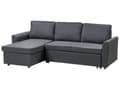 Miniatyrbilde 6 av 11: Hjørnesovesofa i svart stoff med polstring og oppbevaringsseng i høyrevendt retning