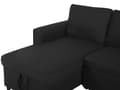 Miniatyrbilde 8 av 11: Hjørnesovesofa i svart stoff med polstring og oppbevaringsseng i høyrevendt retning