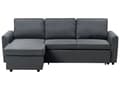 Miniatyrbilde 1 av 11: Hjørnesovesofa i svart stoff med polstring og oppbevaringsseng i høyrevendt retning