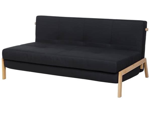 Sovesofa Svart Stoff 2-seter Med puter Ekstra soveplass Skandinavisk stil Moderne