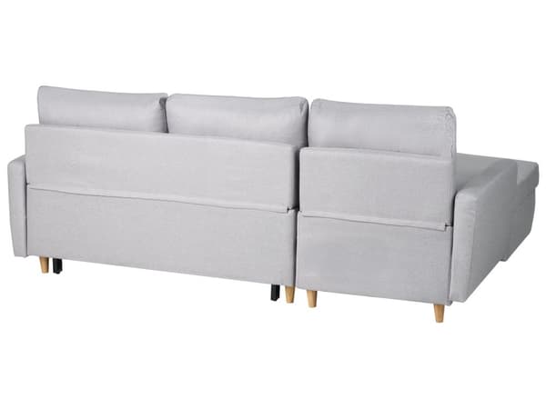 Hjørnesofa Lysegrå Stoff Sofa 4-seters Oppbevaring L-formet Høyrehåndsorientering