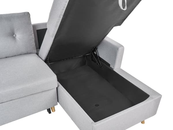 Hjørnesofa Lysegrå Stoff Sofa 4-seters Oppbevaring L-formet Høyrehåndsorientering