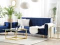 Miniatyrbilde 2 av 8: Sovesofa Marineblå Fløyel Tuftet stoff Modulær 3-seter Metallben Justerbar rygg Sovefunksjon Moderne design