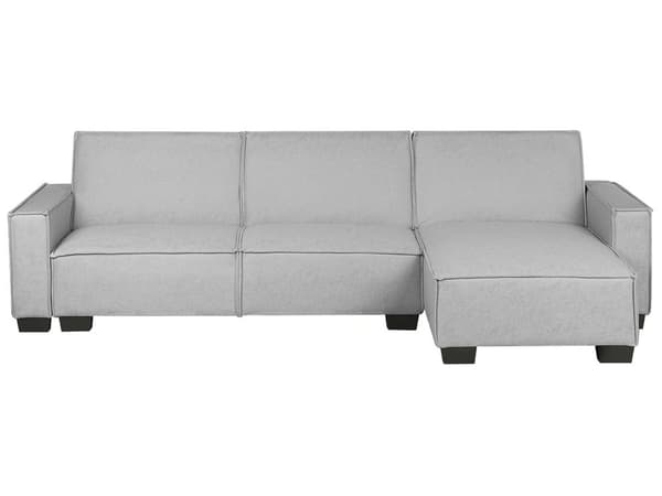 Hjørnesofa i grått stoff med polstring 3-seters venstrevendt L-formet seng