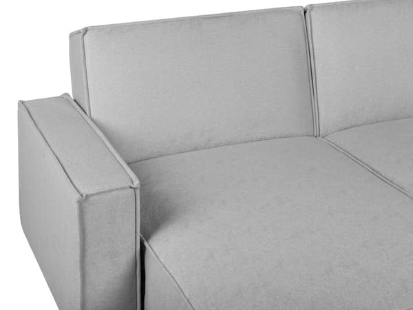 Hjørnesofa i grått stoff med polstring 3-seters høyrevendt L-formet seng
