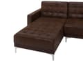Miniatyrbilde 8 av 11: Hjørnesofa Brun Kunstskinn Tuftet Moderne U-formet Modulær 5-seter med fotskammel og sjeselonger