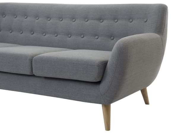 3-seters sofa Lysegrå polstret med tuftet rygg med tykk polstring Ben i lyst tre Skandinavisk minimalistisk stue