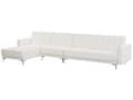 Miniatyrbilde 4 av 8: Hjørnesofa Hvit Kunstskinn Tuftet Moderne L-formet Modulær 5-seters Høyre Sjeselong