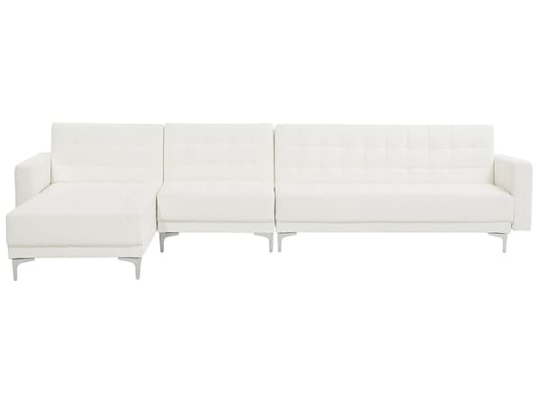 Hjørnesofa Hvit Kunstskinn Tuftet Moderne L-formet Modulær 5-seters Høyre Sjeselong