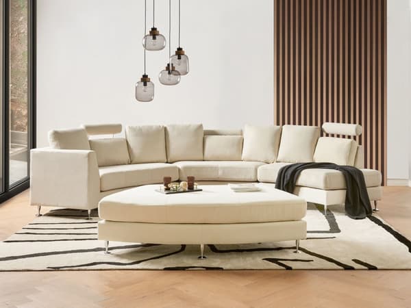 Buet sofa beige polstring modul 7-seter justerbar nakkestøtte moderne