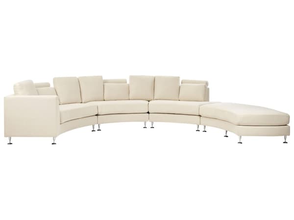 Buet sofa beige polstring modul 7-seter justerbar nakkestøtte moderne