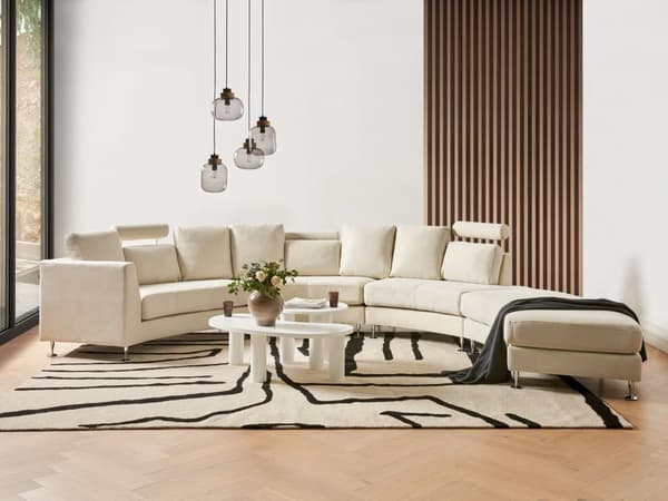 Buet sofa beige polstring modul 7-seter justerbar nakkestøtte moderne