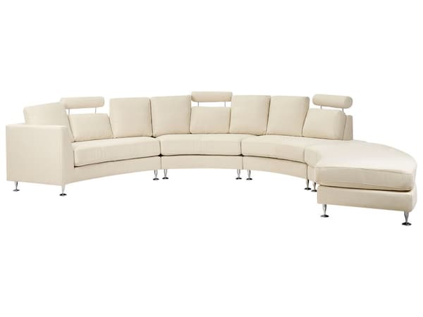 Buet sofa beige polstring modul 7-seter justerbar nakkestøtte moderne
