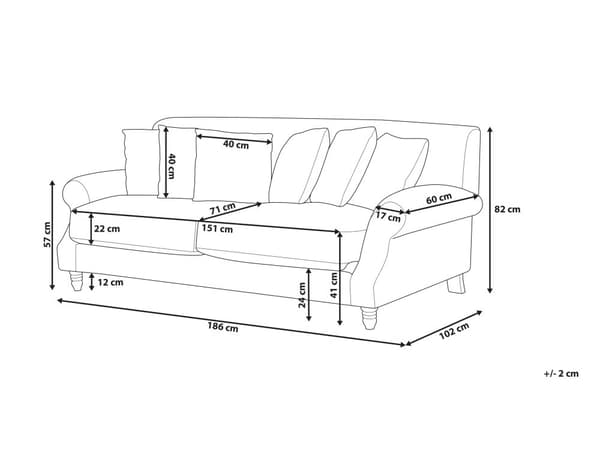 Sofa Grå Fløyel Polstret Lyst tre 2-seter med 6 puter Retro Klassisk design Stue