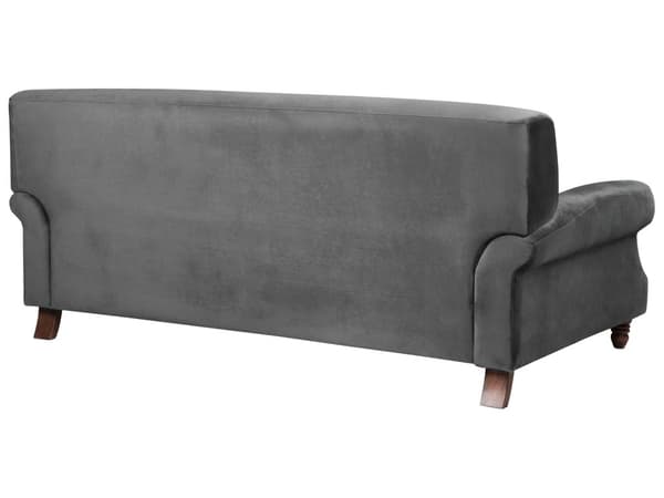 Sofa Grå Fløyel Polstret Lyst tre 2-seter med 6 puter Retro Klassisk design Stue