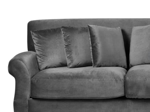 Sofa Grå Fløyel Polstret Lyst tre 2-seter med 6 puter Retro Klassisk design Stue