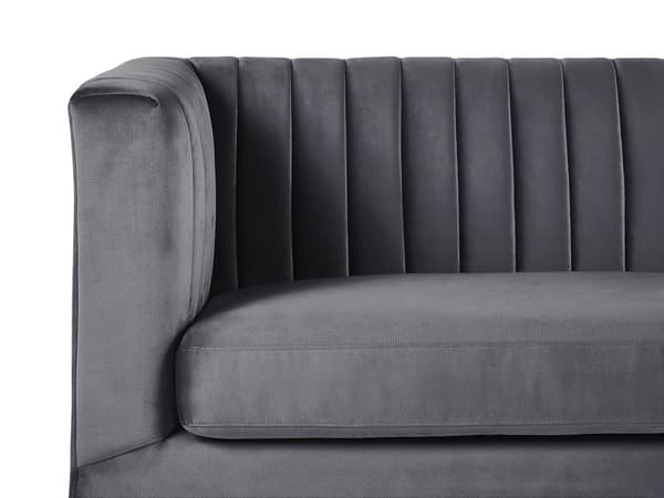 Sofa Mørkegrå Fløyel 3-seter Dekorative ben i akryl Quilting Klassisk Mid-Century Stue