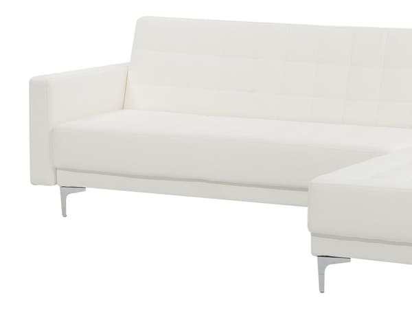 Hjørnesofa Hvit Kunstskinn Moderne L-formet Modulær 4-seter Venstrevendt sjeselong