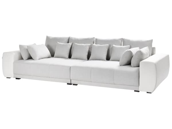 Sofa Grå Beige Stoff 4-seter Metallben 8 puter Moderne design Stue