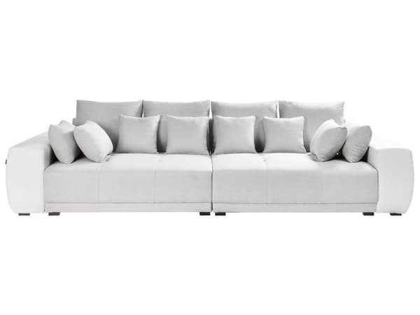 Sofa Grå Beige Stoff 4-seter Metallben 8 puter Moderne design Stue