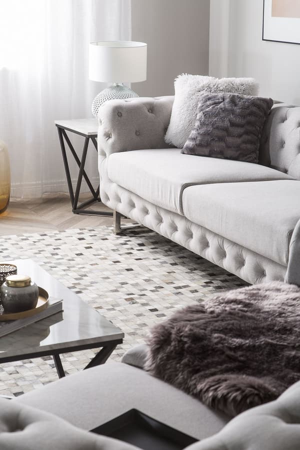 3-seters Chesterfield-sofa Beige Elfenben Knapptuftede