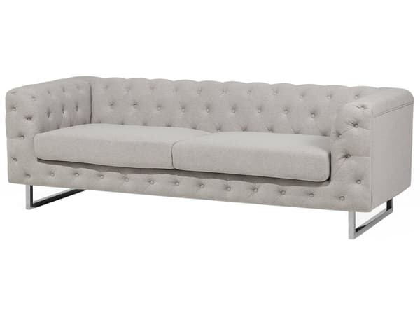 3-seters Chesterfield-sofa Beige Elfenben Knapptuftede