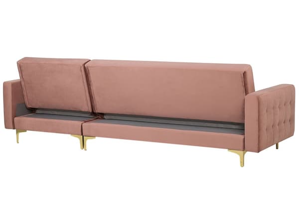 Hjørnesofa Rosa Fløyel 4-seter L-form Høyrevendt sjeselong Justerbar rygg Sovefunksjon Moderne design Modulær