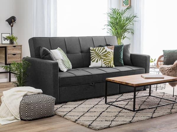 3-Seter Sovesofa Mørkegrå Sovefunksjon Moderne