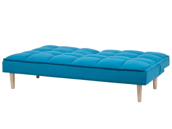 Sovesofa Blå 3-seters Sovesofa med Quiltet Rygg