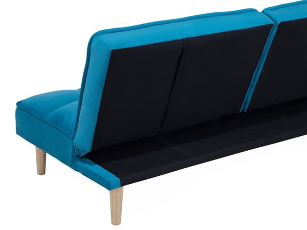 Sovesofa Blå 3-seters Sovesofa med Quiltet Rygg