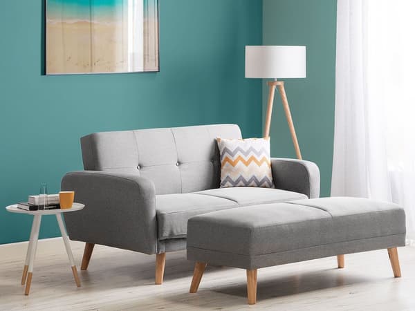 Sovesofa Grå stoff polstret 2-seters konvertible treben Moderne Minimalistisk Stue