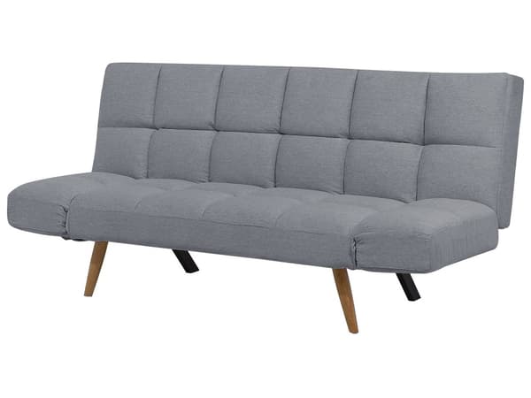 Sovesofa Lysegrå Stoff 3-seter Skumpolstring Justerbar ryggstøtte Sofa med sovefunksjon Enkeltseng Moderne stil