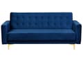 Miniatyrbilde 4 av 11: Sofagruppe Marineblå Fløyel 3-seters sovesofa 2 lenestoler Justerbar rygg Sovefunksjon Metallben Dekorative knapper Moderne design Stue