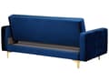Miniatyrbilde 6 av 11: Sofagruppe Marineblå Fløyel 3-seters sovesofa 2 lenestoler Justerbar rygg Sovefunksjon Metallben Dekorative knapper Moderne design Stue