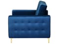 Miniatyrbilde 9 av 11: Sofagruppe Marineblå Fløyel 3-seters sovesofa 2 lenestoler Justerbar rygg Sovefunksjon Metallben Dekorative knapper Moderne design Stue