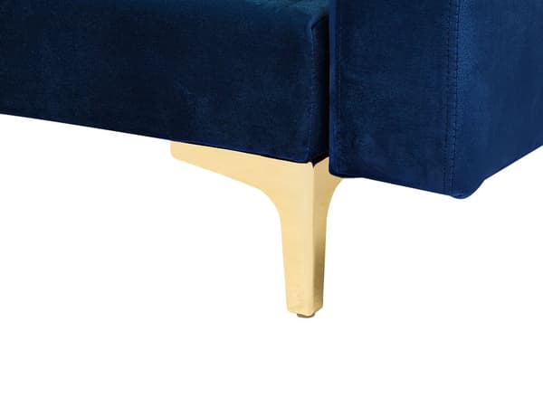Sofagruppe Marineblå Fløyel 3-seters sovesofa 2 lenestoler Justerbar rygg Sovefunksjon Metallben Dekorative knapper Moderne design Stue