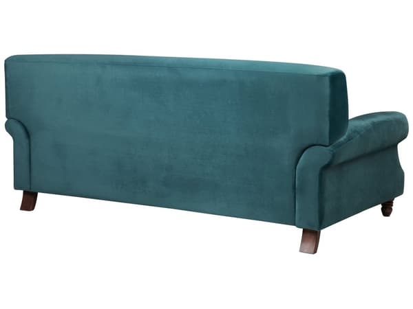 Sofa Blå Fløyel Polstret Lyst tre 2-seter med 6 puter Retro Klassisk design Stue