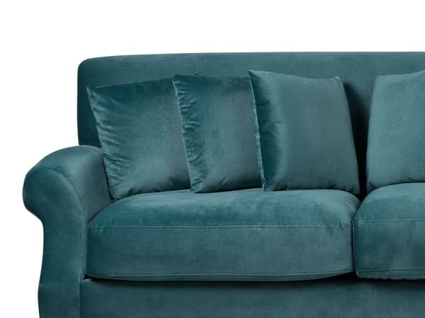 Sofa Blå Fløyel Polstret Lyst tre 2-seter med 6 puter Retro Klassisk design Stue