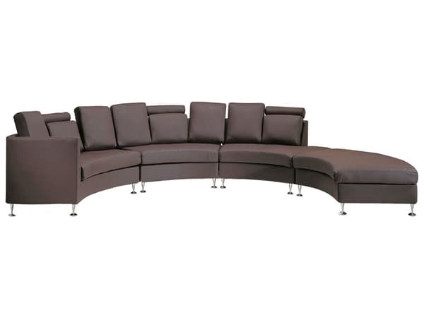 Buet sofa imitert skinn brun 7-seter modul moderne stil