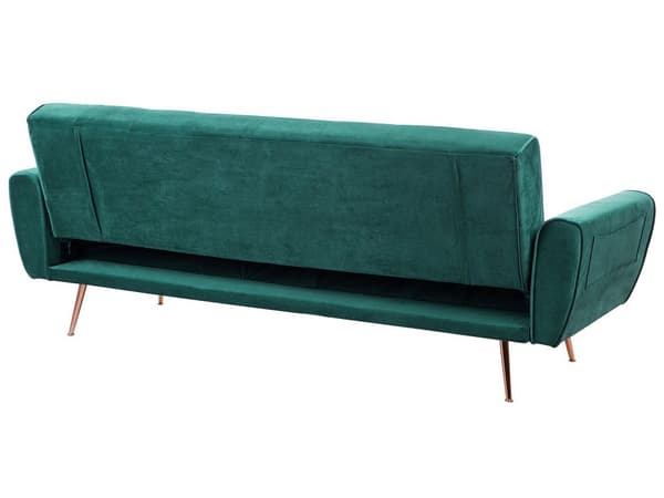 Sovesofa Grønn Fløyel 3-seter Metallben Polstret Rygg Tuftet Moderne