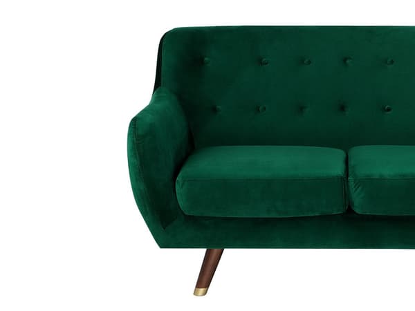 Sofa Grønn Fløyel 2-seters Knapp Tuftet Rygg Polstret Sete Treben