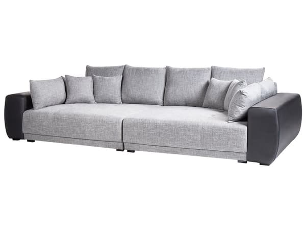 Sofa Grå Svart Stoff 4-seter Metallben 8 puter Moderne design Stue
