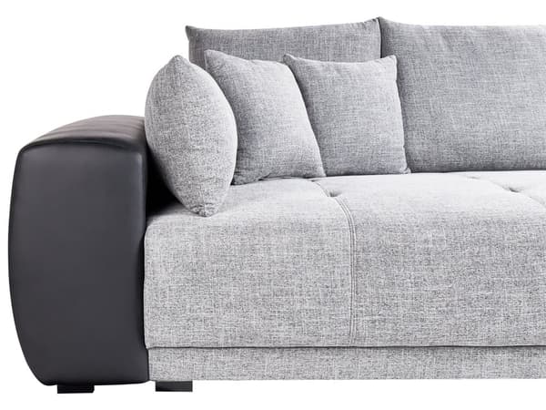 Sofa Grå Svart Stoff 4-seter Metallben 8 puter Moderne design Stue