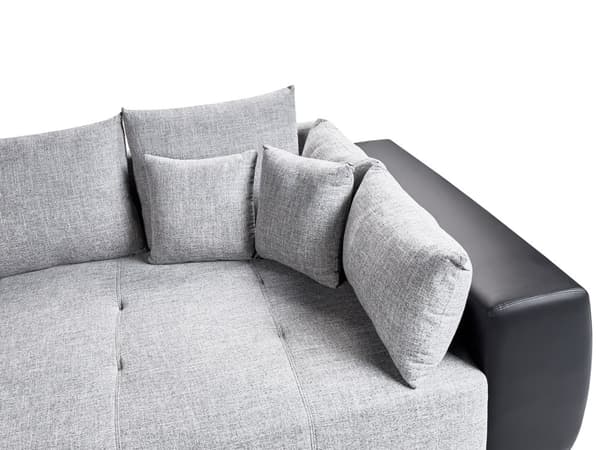 Sofa Grå Svart Stoff 4-seter Metallben 8 puter Moderne design Stue