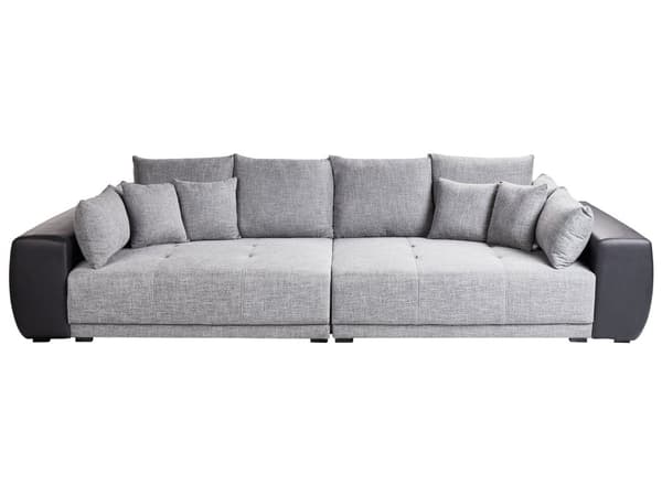 Sofa Grå Svart Stoff 4-seter Metallben 8 puter Moderne design Stue