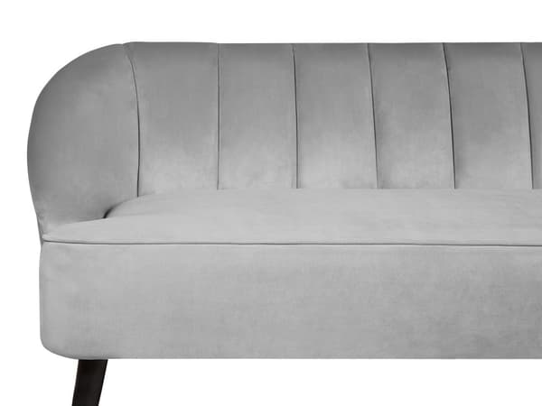 Sofa Lysegrå Fløyelssofa med 3 seter Kanalrygg og Innfelte Armer Ben i Tre Elegant Design