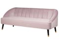 Miniatyrbilde 4 av 9: Sofa Rosa Fløyelssofa med 3 seter Kanalrygg og Innfelte Armer Ben i Tre Elegant Design