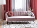Miniatyrbilde 2 av 9: Sofa Rosa Fløyelssofa med 3 seter Kanalrygg og Innfelte Armer Ben i Tre Elegant Design