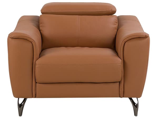3 +1 Sofasett Brunt Skinn Justerbar Nakkestøtte Bred sitte Retro